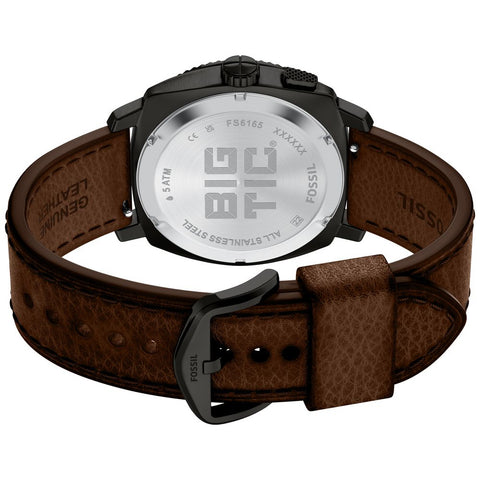 FS6165 FOSSIL Machine Chronograph Stainless Steel Water Resistant Leather Strap 50mm Case