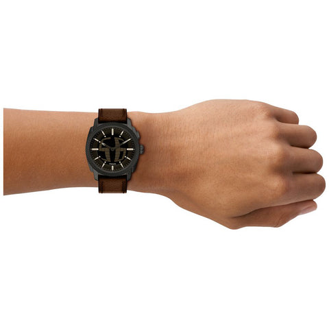 FS6165 FOSSIL Machine Chronograph Stainless Steel Water Resistant Leather Strap 50mm Case