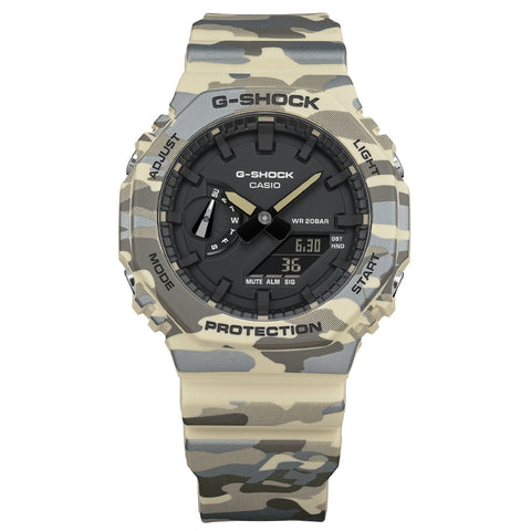 CASIO GA-2100CM-5AJF Watch - Stylish Beige Camouflage Design Lightweight Durable Resin Case Water Resistant (Image 2)