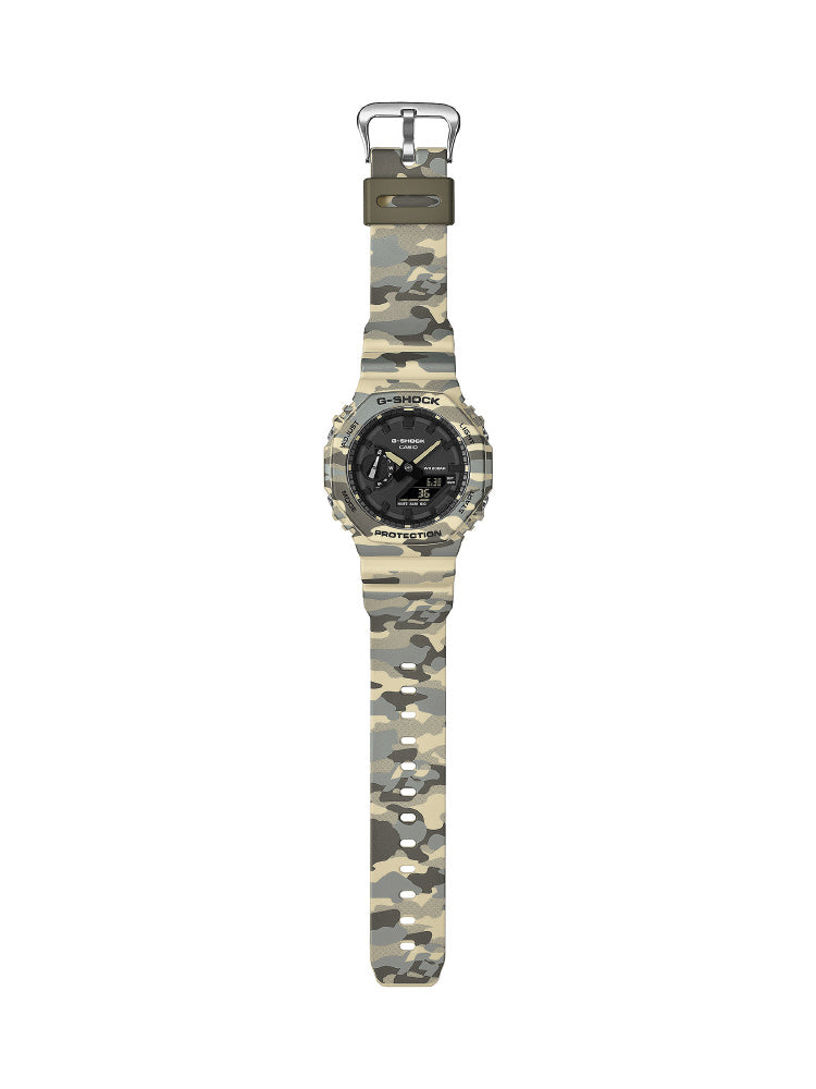 CASIO GA-2100CM-5AJF Watch - Stylish Beige Camouflage Design Lightweight Durable Resin Case Water Resistant (Image 3)