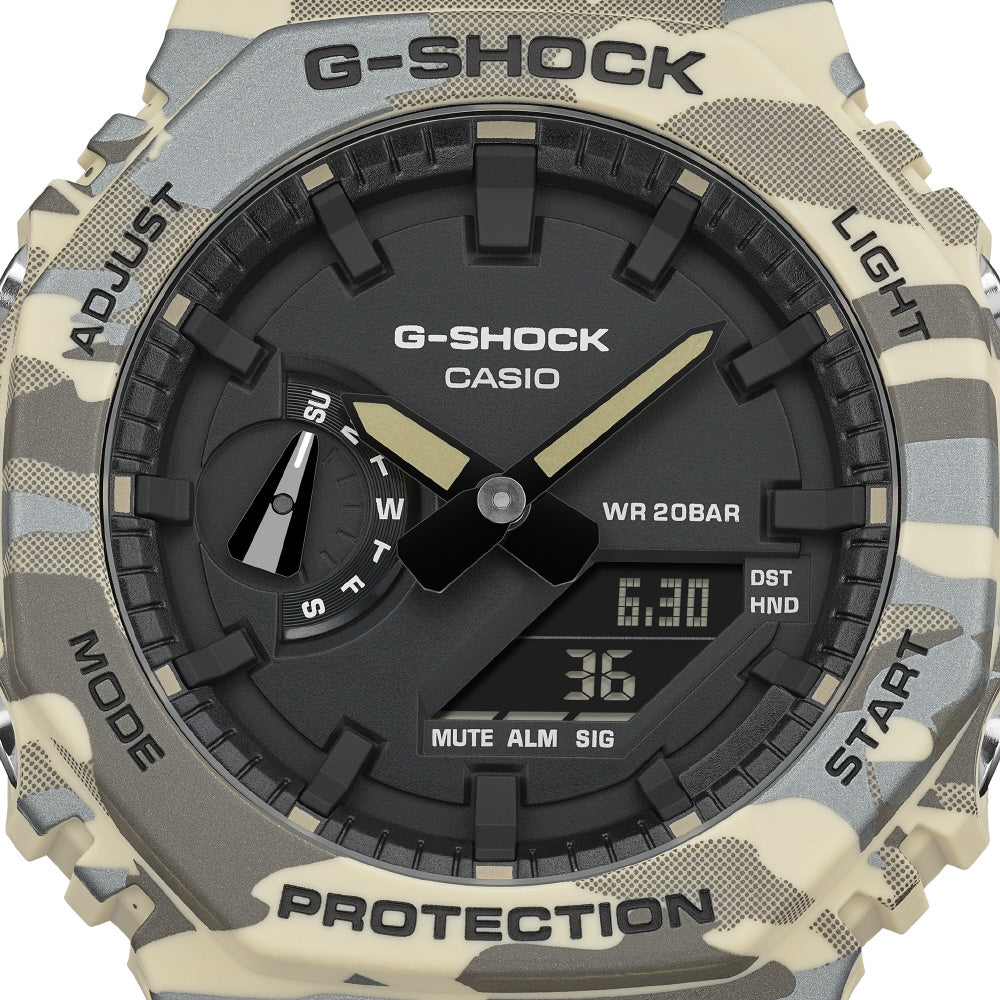 CASIO GA-2100CM-5AJF Watch - Stylish Beige Camouflage Design Lightweight Durable Resin Case Water Resistant (Image 4)