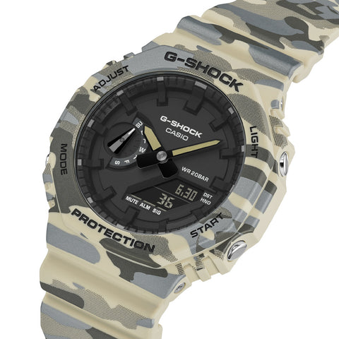 CASIO GA-2100CM-5AJF Watch - Stylish Beige Camouflage Design Lightweight Durable Resin Case Water Resistant (Image 5)