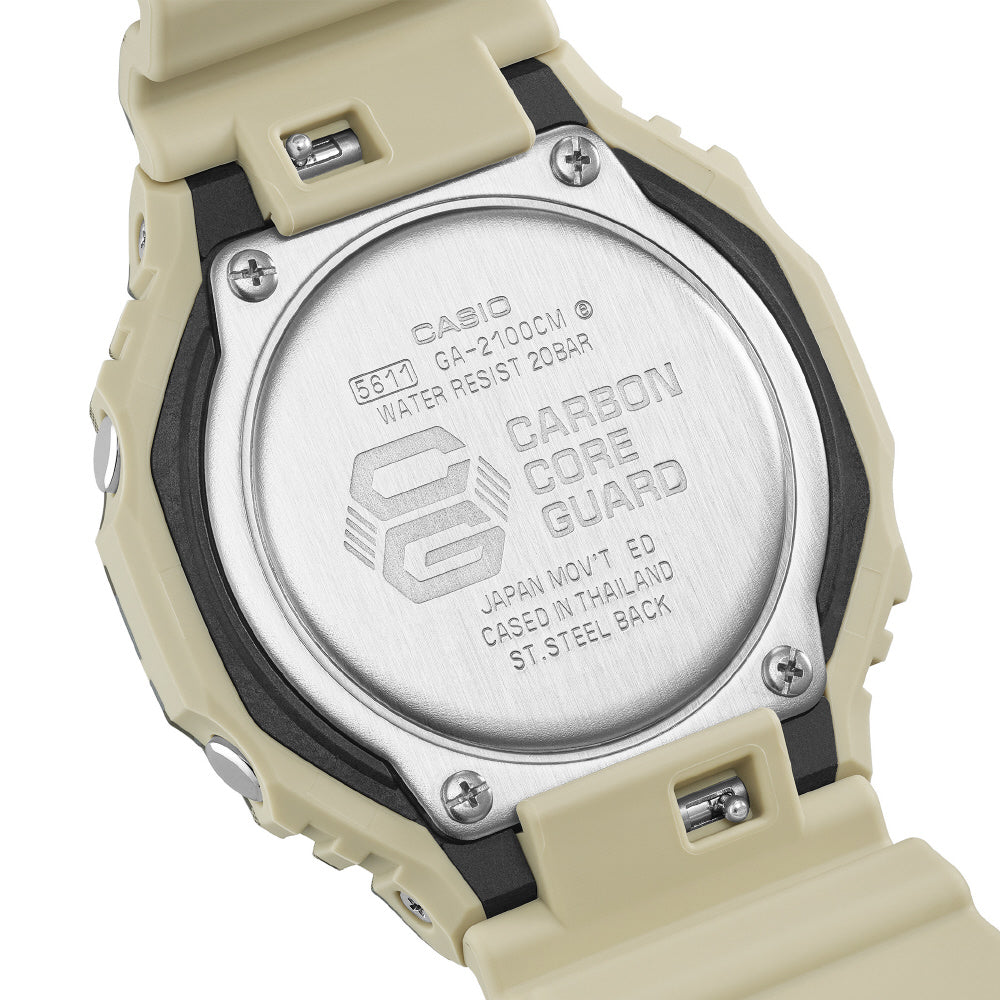 CASIO GA-2100CM-5AJF Watch - Stylish Beige Camouflage Design Lightweight Durable Resin Case Water Resistant (Image 6)