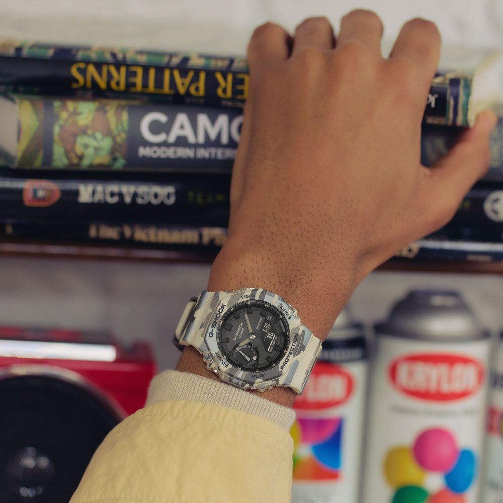 CASIO GA-2100CM-5AJF Watch - Stylish Beige Camouflage Design Lightweight Durable Resin Case Water Resistant (Image 8)