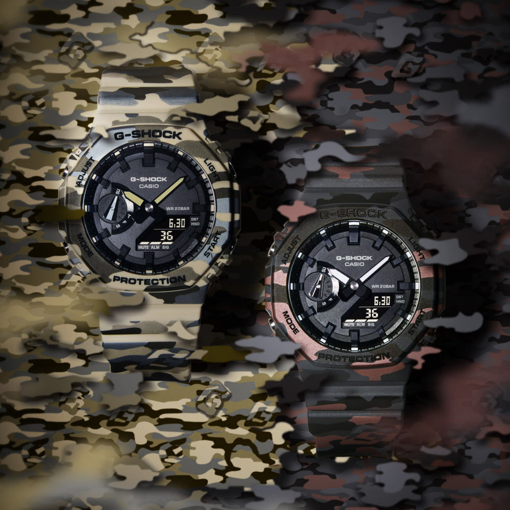 CASIO GA-2100CM-5AJF Watch - Stylish Beige Camouflage Design Lightweight Durable Resin Case Water Resistant (Image 9)