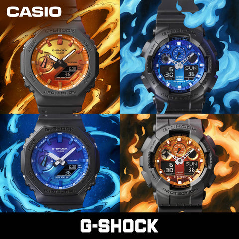 CASIO GA-2100FL-1AJF G-SHOCK Flame Series Black Lightweight Shock Resistant Water Resistant Stylish Design
