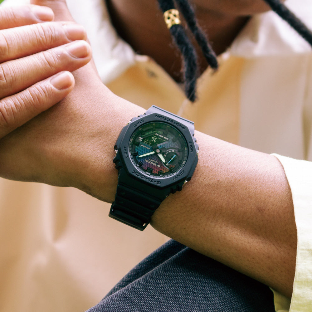 CASIO GA-2100RW-1AJF Watch - Men's G-Shock Brick Pattern Design (Image 5)