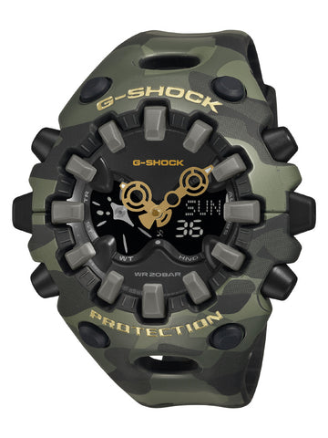 CASIO GAV01CMG3AJF G-SHOCK Camo and Gold Model Stylish Khaki Design Shock Resistant Water Resistant LED Light