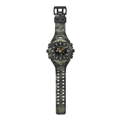 CASIO GAV01CMG3AJF G-SHOCK Camo and Gold Model Stylish Khaki Design Shock Resistant Water Resistant LED Light
