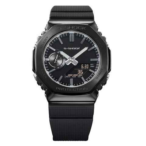 CASIO GM2100LXB1AJF G-SHOCK Luxe Black Metal Bezel Stylish Design Shock Resistant Water Resistant