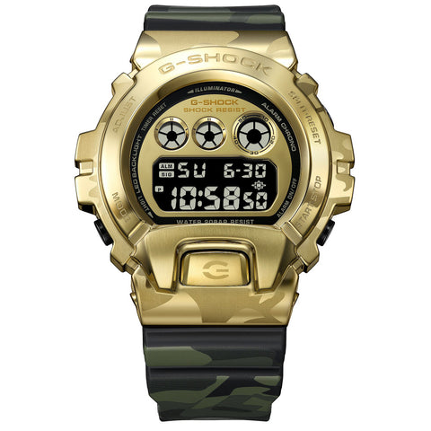 CASIO GM6900CMG3JF G-SHOCK Camo and Gold Design Durable Shock Resistant Water Resistant Stylish Everyday Wear