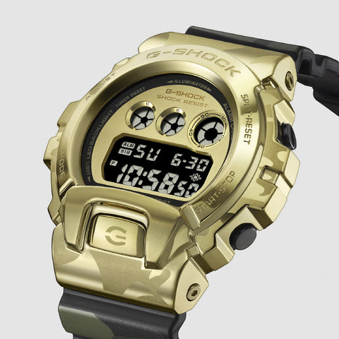 CASIO GM6900CMG3JF G-SHOCK Camo and Gold Design Durable Shock Resistant Water Resistant Stylish Everyday Wear
