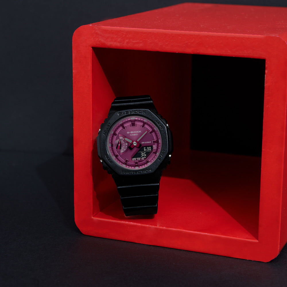 CASIO GMA-S2100RB-1AJF Watch - G-SHOCK Black & Red Color Theme Lightweight Shock Resistant Water Resistant Stylish Design (Im