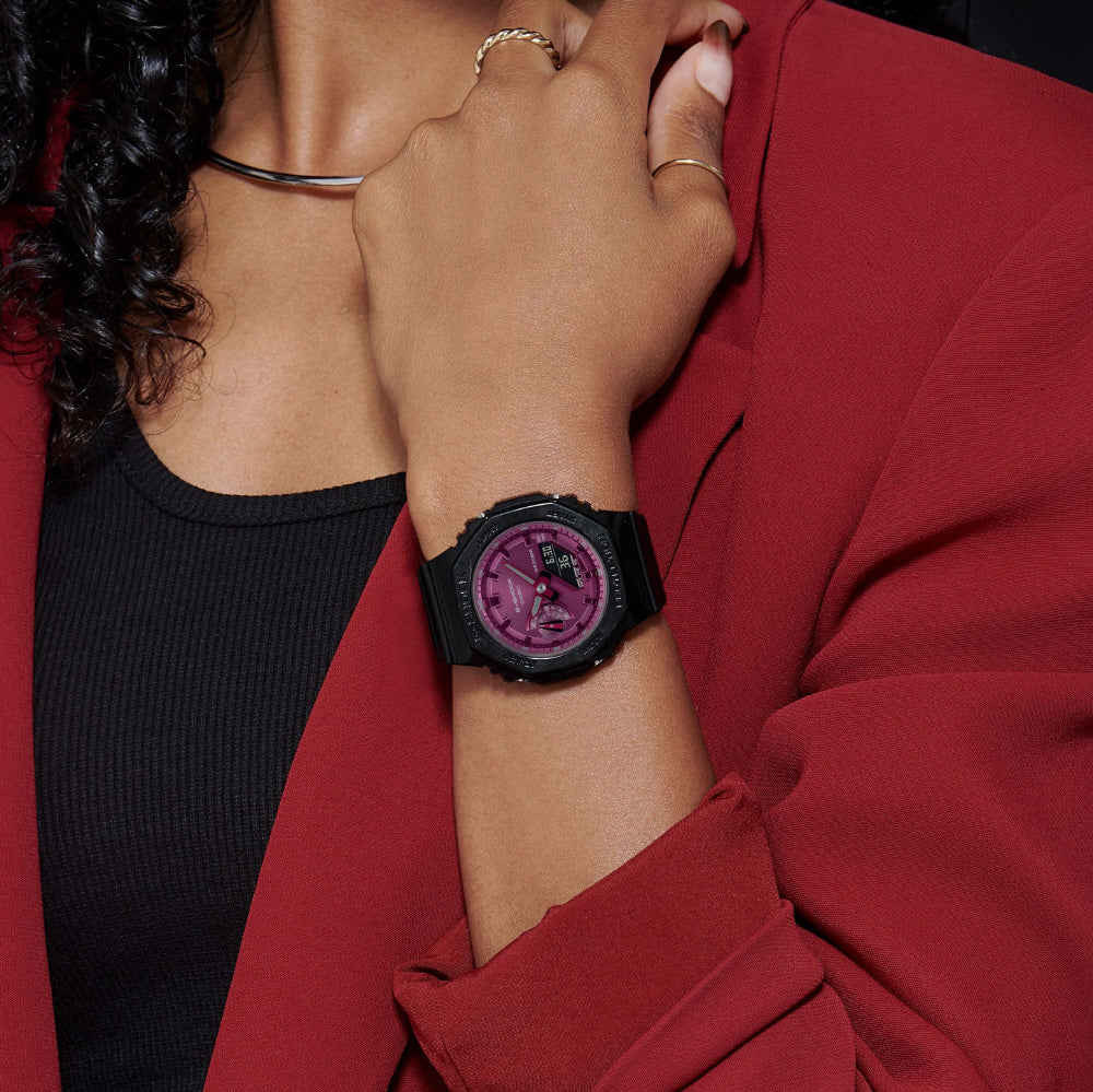 CASIO GMA-S2100RB-1AJF Watch - G-SHOCK Black & Red Color Theme Lightweight Shock Resistant Water Resistant Stylish Design (Im