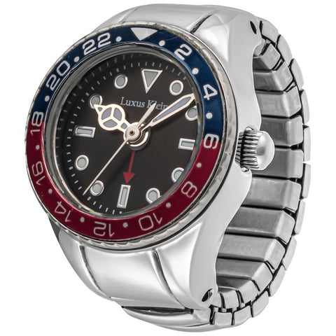 Other Overseas Manufacturers GT012BKBURD Stylish Ring Watch Elegant Silver and Black Design 1 Year Warranty Water