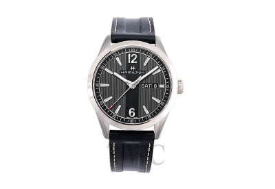 HAMILTON H43311735 Watch - HAMILTON BROADWAY Day Date Quartz 40mm Black Calf Leather Watch [Parallel Import]