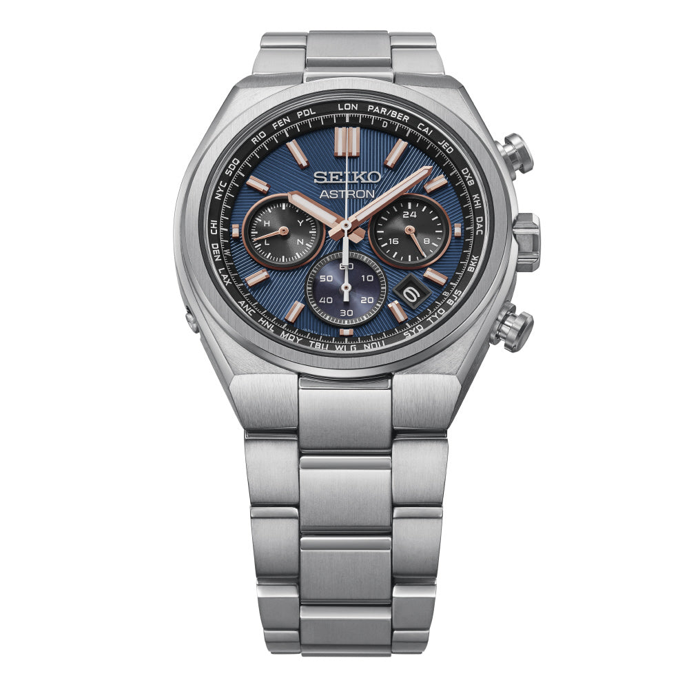 SEIKO HAD001J Watch - Solar Powered Radio-Controlled Astron Navy Blue Stainless Steel Luxury Watch (Image 2)