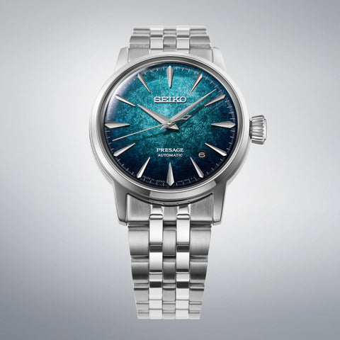 SEIKO HCB001J Mechanical Automatic Watch with Hand-Winding Feature Elegant Blue Dial Stainless Steel Case Water