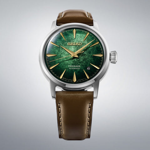SEIKO HCB002J Mechanical Automatic Hand-Winding Presage Green Dial Stainless Steel Case Elegant Design