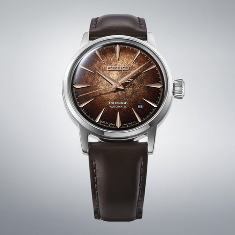 SEIKO HCB003J Mechanical Automatic Watch with Hand-Winding Feature Elegant Brown Dial Stainless Steel Case 40mm Size