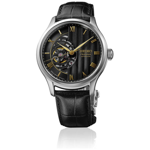 SEIKO HCB008J Mechanical Automatic Watch with Hand-Winding Feature Elegant Black Dial Stainless Steel Case Water