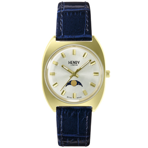 HENRY LONDON HL33-LS-0446-AL Apple Leather 2-Year Warranty Silver Elegant Design Water Resistant Stylish Timepiece
