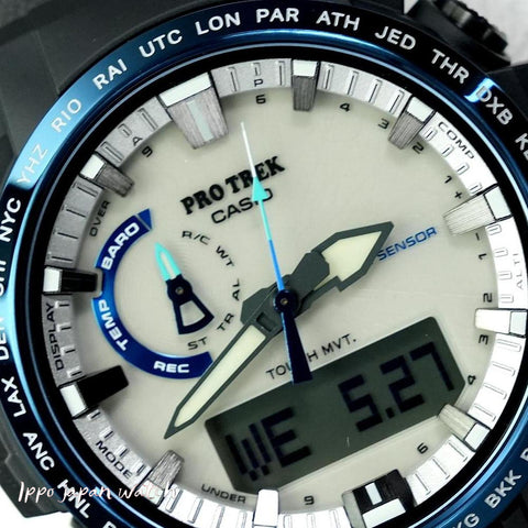 CASIO PRW-61D-2JF Solar Radio Watch Outdoor Features Triple Sensor Water Resistant Blue Design