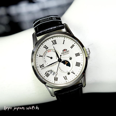 Orient Men's Classic RN-AK0005S SUN & MOON Mechanical Leather Watch