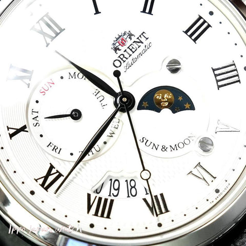 Orient Men's Classic RN-AK0005S SUN & MOON Mechanical Leather Watch
