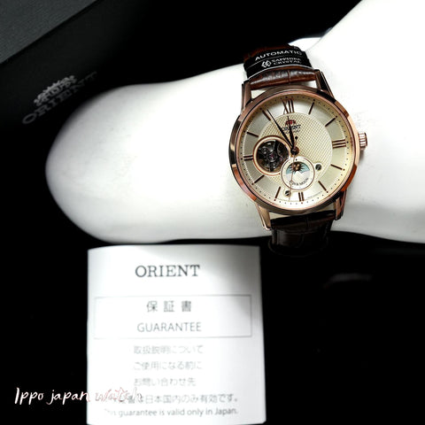 Orient RN-AS0002S Classic Sun & Moon Semi-Skeleton Mechanical Leather Men's Watch