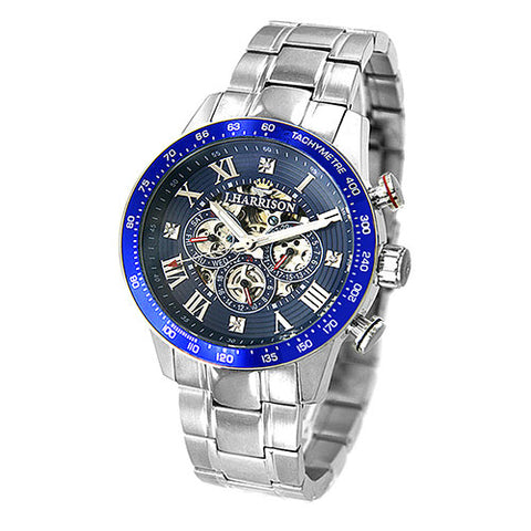 J.H-020NV NV Men's Mechanical Watch Automatic Skeleton Dual-Sided Black Multifunctional Design Stylish Timepiece