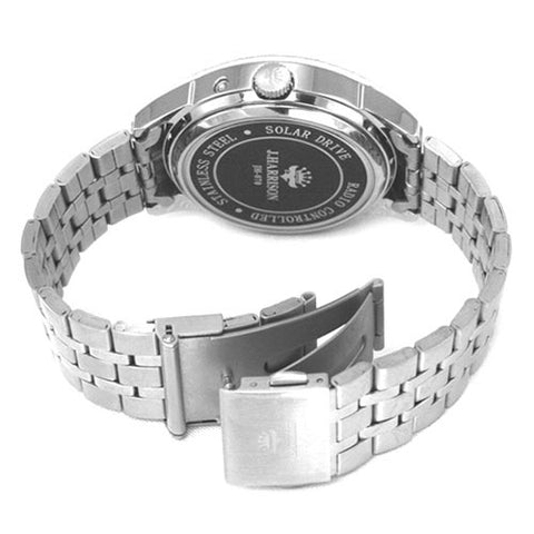 J.H-082A-MGB MGB Men's Watch with 4 Natural Diamonds Solar Powered Radio Control Elegant Black Design