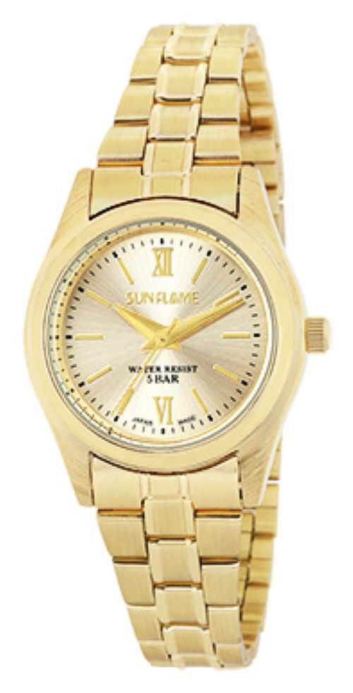 Sun Flame JB4D0001-LG Watch - Women's Stainless Steel Watch Made in Japan Gold Elegant Design Water Resistant