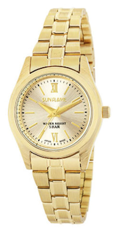 Sun Flame JB4D0001-LG Watch - Women's Stainless Steel Watch Made in Japan Gold Elegant Design Water Resistant