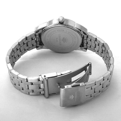 JH-083LGW W Elegant Quartz Watch with 4 Stone Natural Diamonds Stunning White Dial Durable Stainless Steel Case