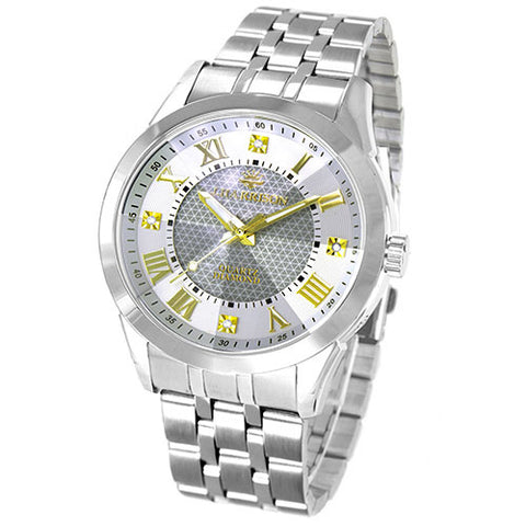 JH-083MGW W Men's Watch with 4 Natural Diamonds Quartz Movement Elegant White Dial Stylish Gentleman Timepiece