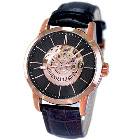 JH-1946PB B Automatic Skeleton Watch - Front Rotor Design - Elegant Transparent Dial - Premium Quality Craftsmanship