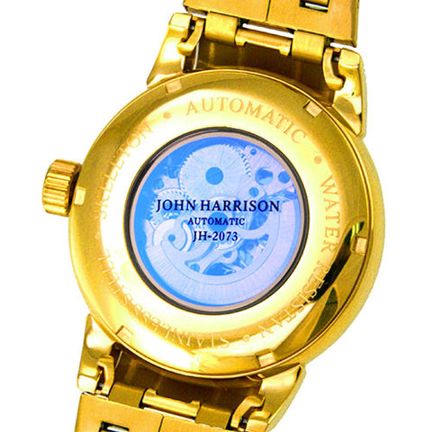 JH-2073GG G Men's Gold Rush Dragon Automatic Hand-Wound Watch Gold Stainless Steel Water Resistant Elegant Design