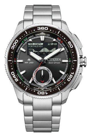 CITIZEN JV3001-53E Eco-Drive Solar Powered Marine Series Combination Watch Wave Tracker Water Resistant Chronograph