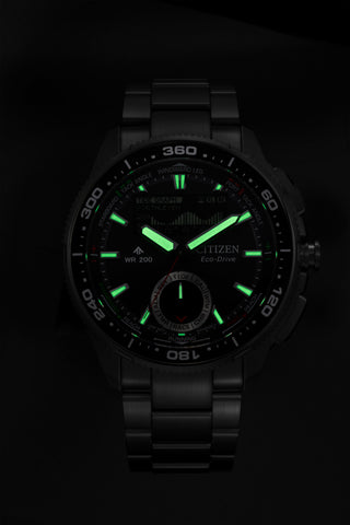 CITIZEN JV3001-53E Eco-Drive Solar Powered Marine Series Combination Watch Wave Tracker Water Resistant Chronograph