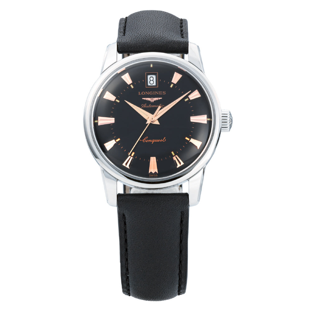 LONGINES L1.611.4.52.2 Watch - Conquest Heritage 5-Year Warranty Black Dial Swiss Automatic Stainless Steel