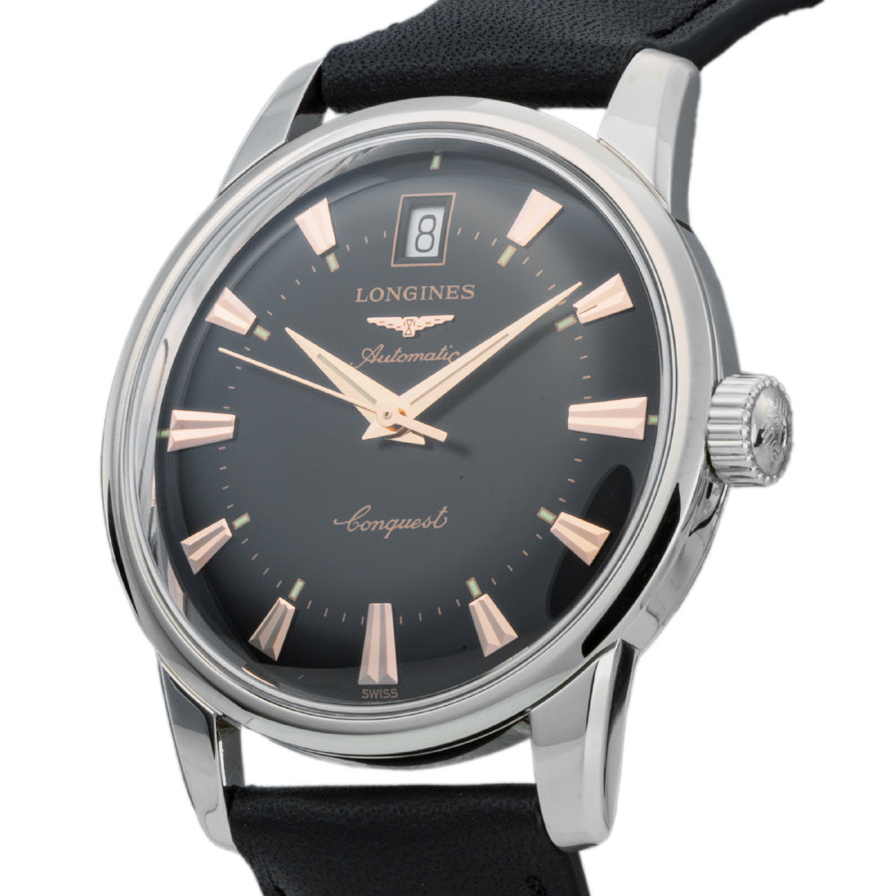 LONGINES L1.611.4.52.2 Watch - Conquest Heritage 5-Year Warranty Black Dial Swiss Automatic Stainless Steel (Image 2)