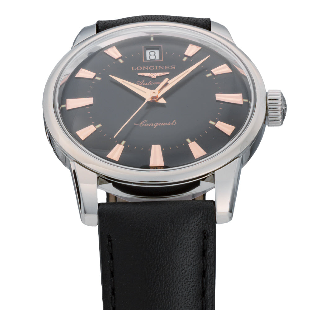 LONGINES L1.611.4.52.2 Watch - Conquest Heritage 5-Year Warranty Black Dial Swiss Automatic Stainless Steel (Image 3)