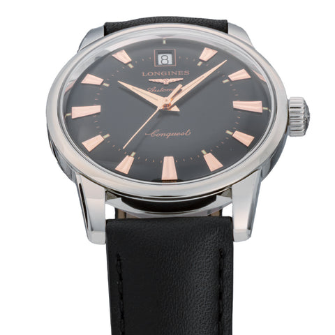 LONGINES L1.611.4.52.2 Watch - Conquest Heritage 5-Year Warranty Black Dial Swiss Automatic Stainless Steel (Image 3)
