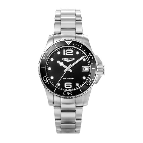 LONGINES L3.370.4.56.6 Watch - Hydro Conquest Black Dial 300m Water Resistance Swiss Automatic 2-Year Warranty