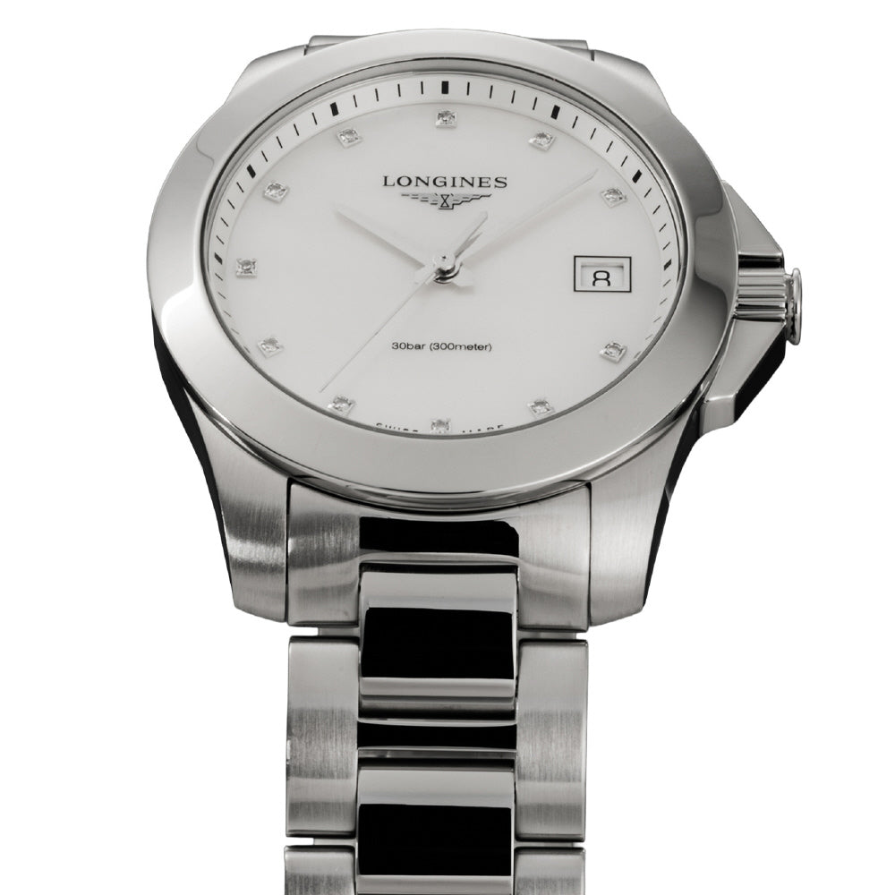 LONGINES L3.377.4.87.6 Watch - Conquest White Pearl Dial Swiss Automatic 2-Year Warranty Elegant Design (Image 3)