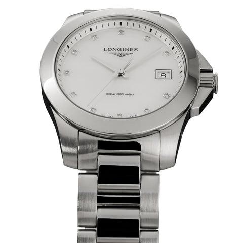 LONGINES L3.377.4.87.6 Watch - Conquest White Pearl Dial Swiss Automatic 2-Year Warranty Elegant Design (Image 3)