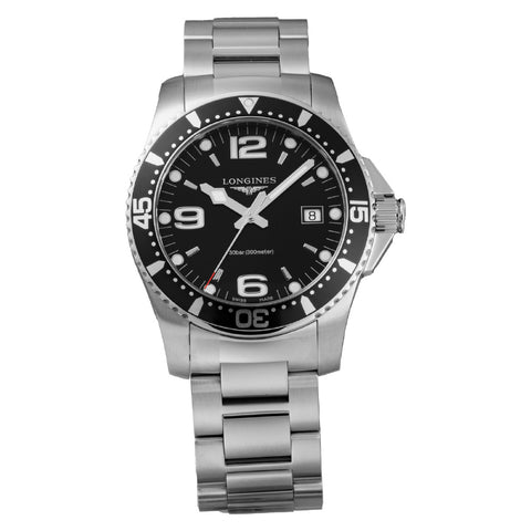 LONGINES L3.740.4.56.6 Watch - Hydro Conquest 2-Year Warranty Black Dial Stainless Steel Water Resistant 300m