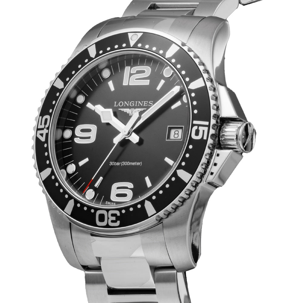 LONGINES L3.740.4.56.6 Watch - Hydro Conquest 2-Year Warranty Black Dial Stainless Steel Water Resistant 300m (Image 2)