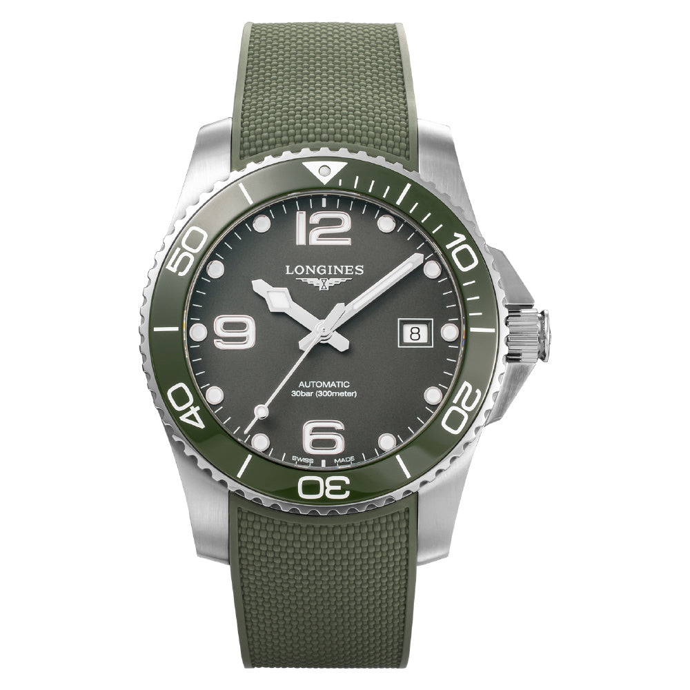 LONGINES L3.781.4.06.9 Watch - Hydro Conquest 5-Year Warranty Green Ceramic Bezel Automatic Movement Water Resistant 300m